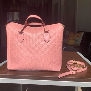 Gucci Signature Fold Over Tote Guccissima Leather
